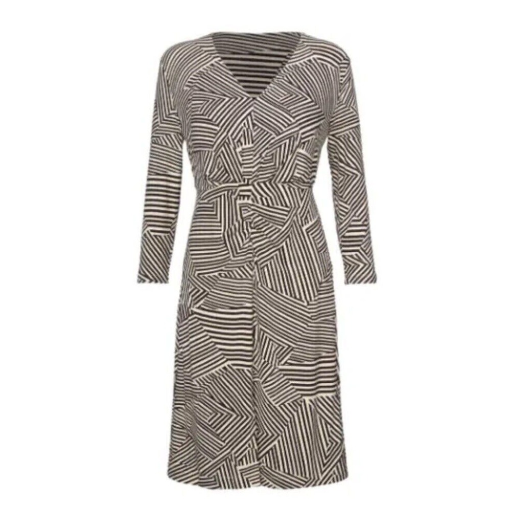 CAbi Manhattan Dress Style 4614 Sz XL Dark Brown/Bone Biscotti Stripe Knit NWOT